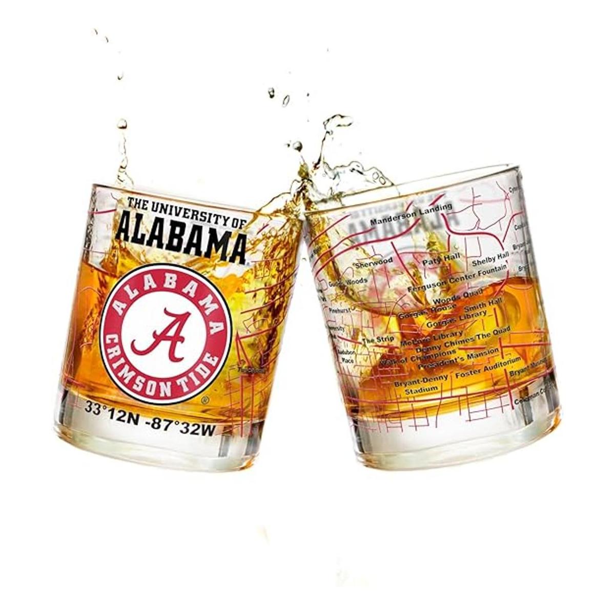 Juego de vasos de whisky de la Universidad de Alabama 2