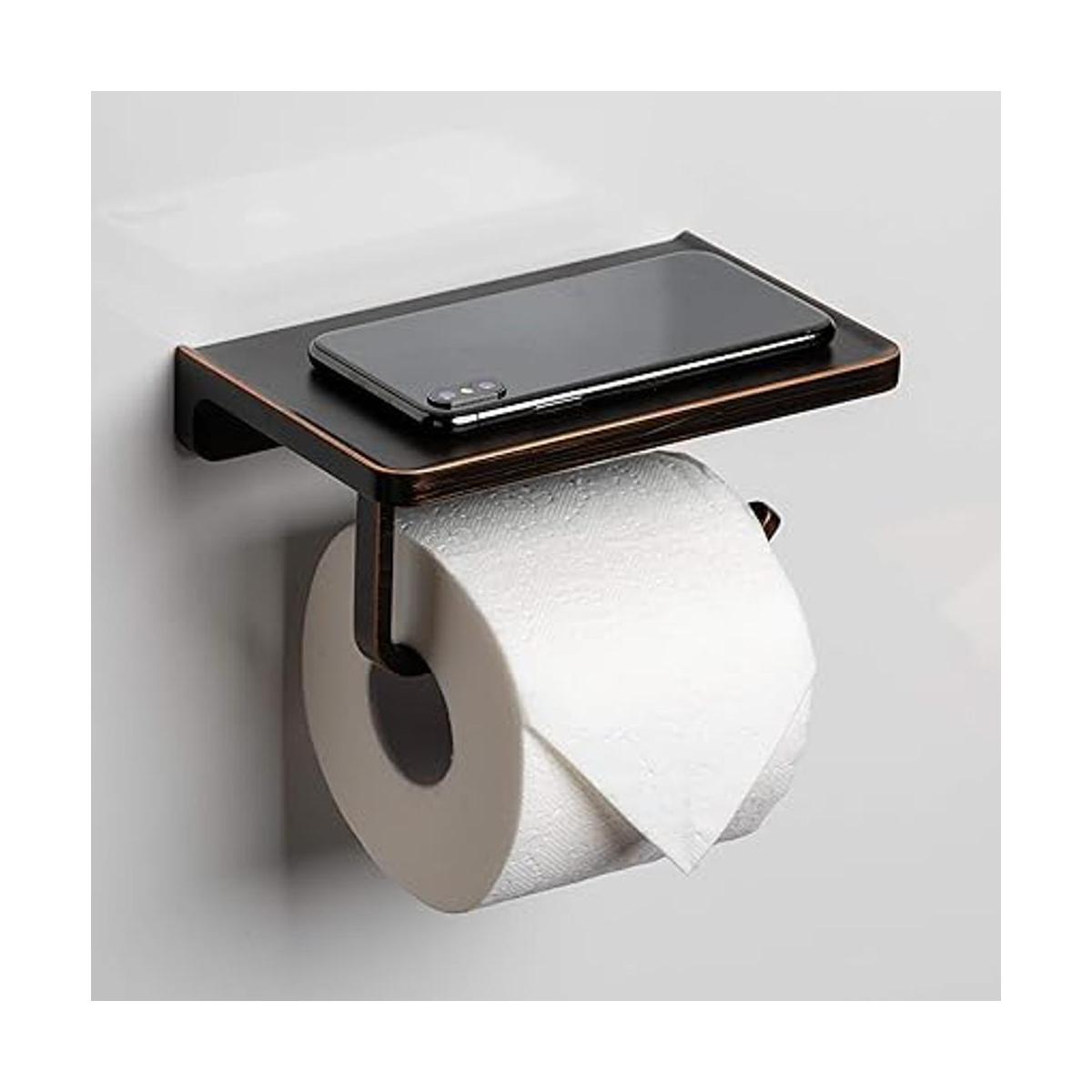 Linkaa Soporte de papel higiénico con estante de bronce