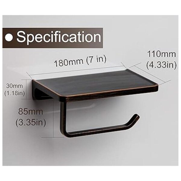 Linkaa Soporte de papel higiénico con estante de bronce_2