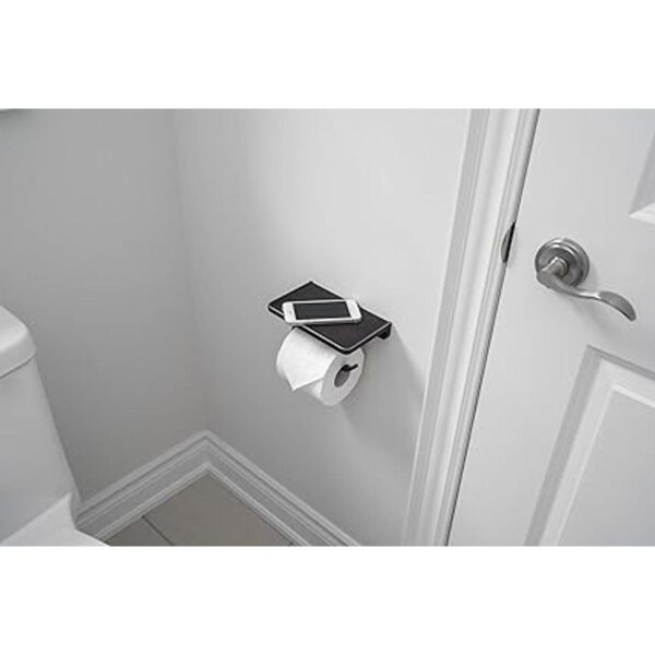 Linkaa Soporte de papel higiénico con estante de bronce_5