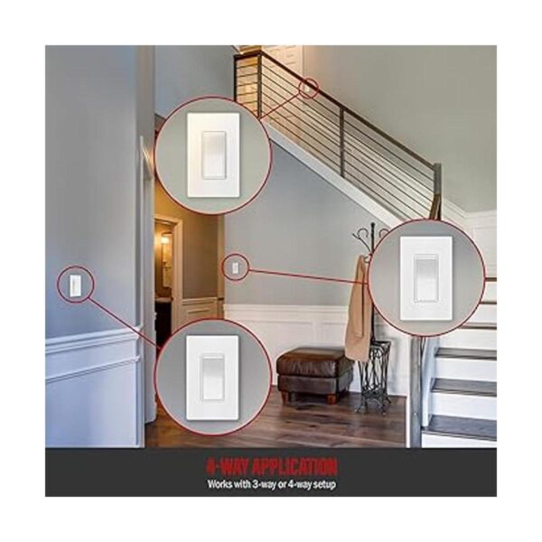ENERLITES Interruptor de luz decorativo de 4 vías