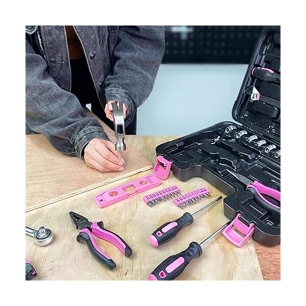 FASITE Juego de herramientas de 53 piezas rosa para el