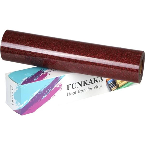 FUNKAKA Vinilo HTV con purpurina de 12 x 25 pies rollos_1