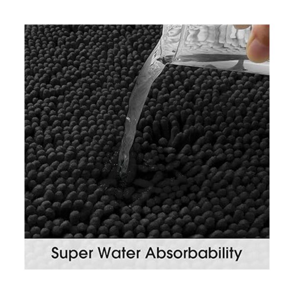 HOMEIDEAS Alfombra de baño negra de 20 x 60 pulgadas_3