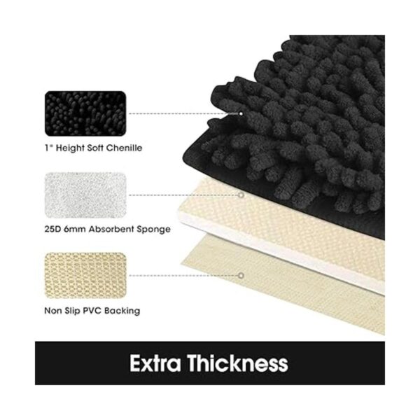 HOMEIDEAS Alfombra de baño negra de 20 x 60 pulgadas_5