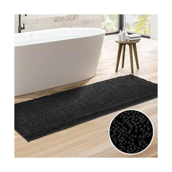 HOMEIDEAS Alfombra de baño negra de 20 x 60 pulgadas_1
