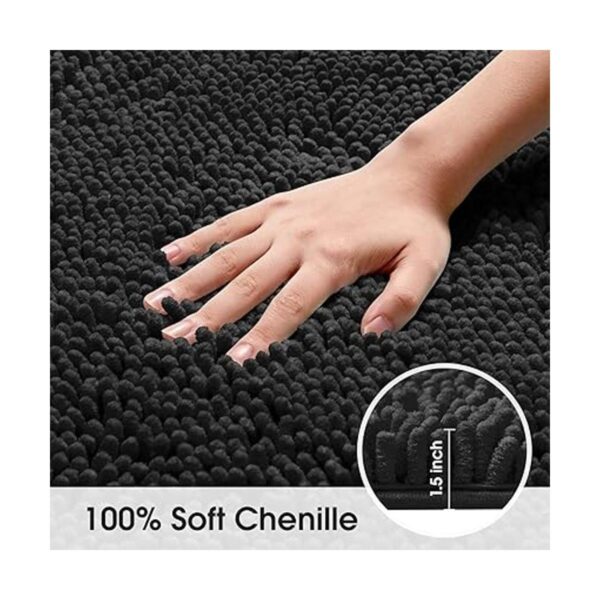 HOMEIDEAS Alfombra de baño negra de 20 x 60 pulgadas_2