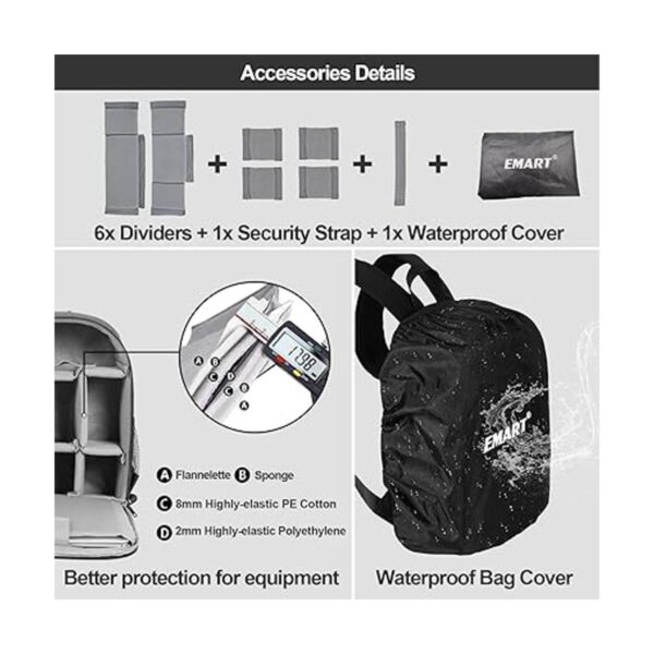 EMART Mochila de cámara con compartimento extraíble bolsa