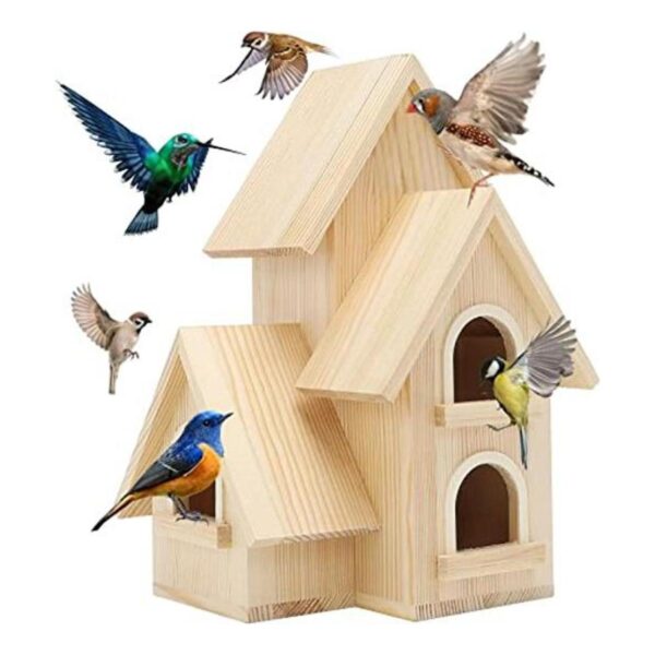 Lyfreen casa de pájaros de madera para mascotas Wren_1