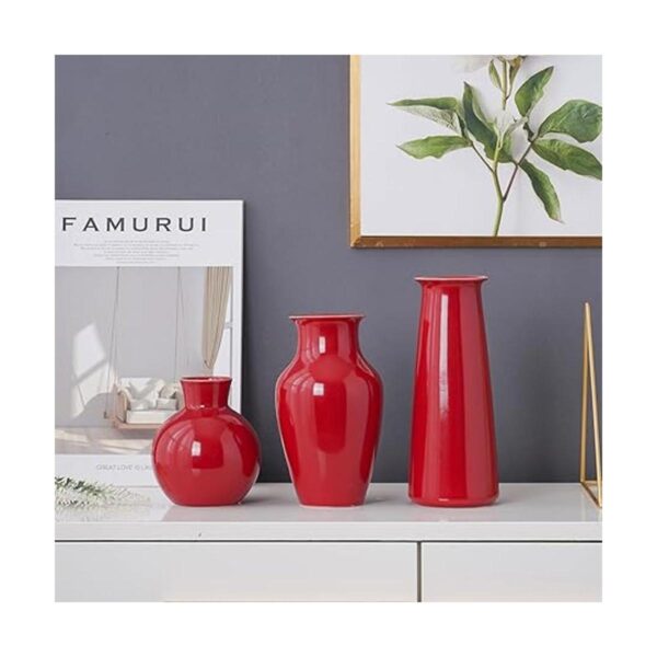 JDZMYF Jarrón de cerámica rojo para decoración del hogar_2
