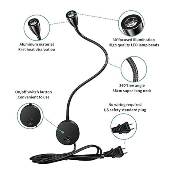 Lámpara de lectura luces LED para cama de pared con_4