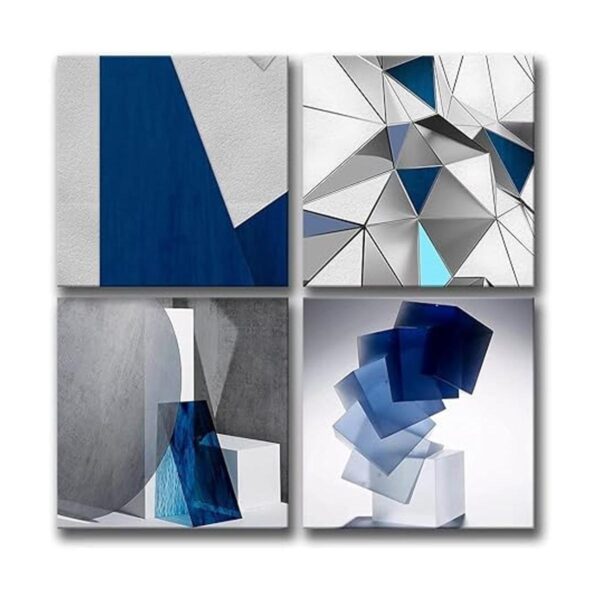 Oilpa Art Arte abstracto de pared azul y blanco para_2