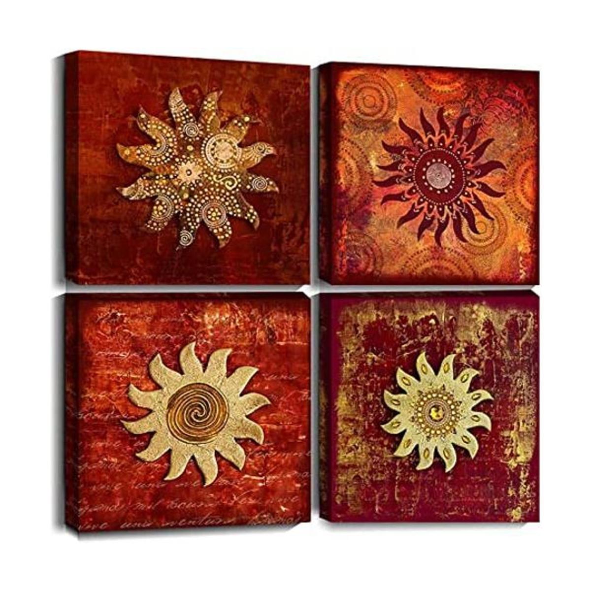 Lienzo con estampado de flores vintage arte de pared para