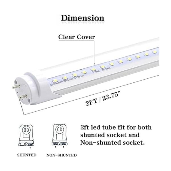 Luces LED de tubo de 2 pies 24 pulgadas 8 W reemplazo_2