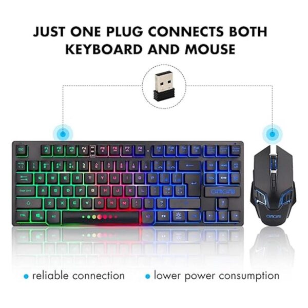 Combo de teclado inalámbrico TKL para videojuegos