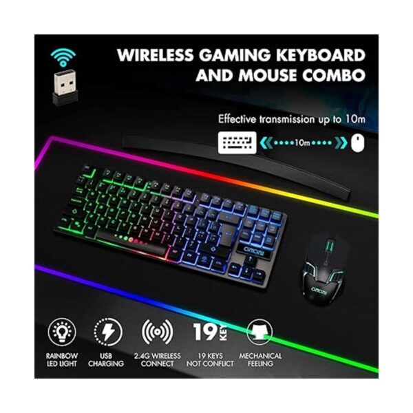 Combo de teclado inalámbrico TKL para videojuegos