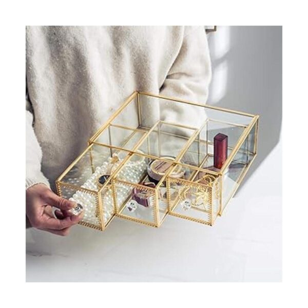 Estuche de joyería de belleza antiguo organizador de
