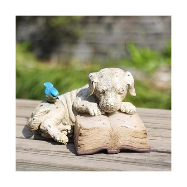 Estatua de resina para perro con energía solar para