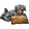 Estatua de resina para perro con energía solar para