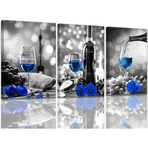 Decoración de vino en lienzo para cocina arte de rosa