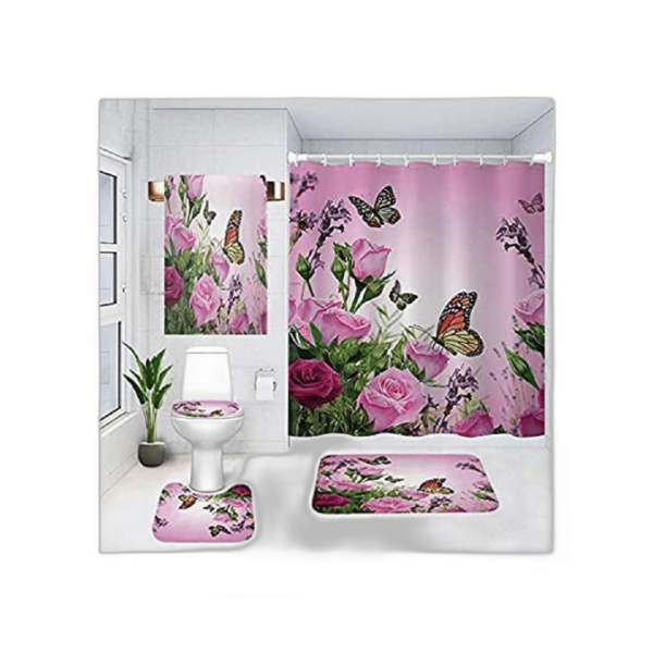 Mightree Juego de 5 cortinas de ducha de baño cortina de_1