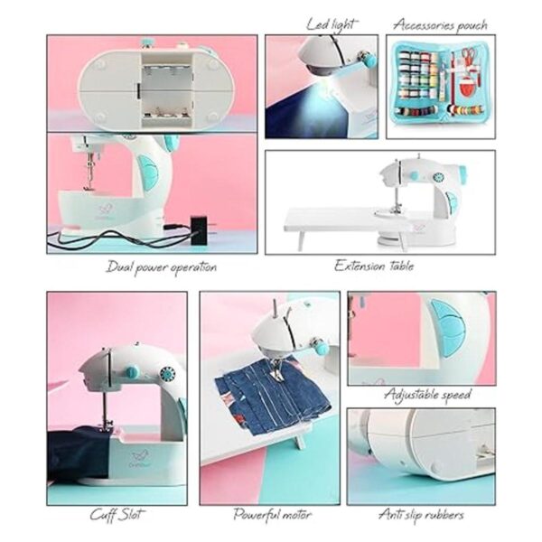 CraftBud Mini máquina de coser para principiantes con kit_3