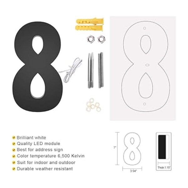LUXYARD Números de casa LED retroiluminados de 7 pulgadas_2
