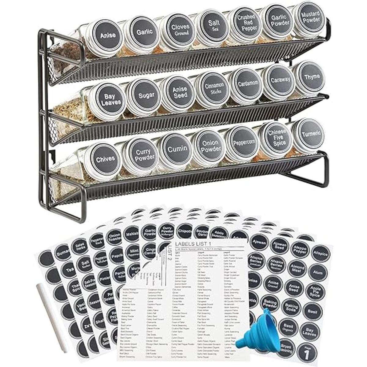 Organizador de especias de 3 niveles con 21 tarros de