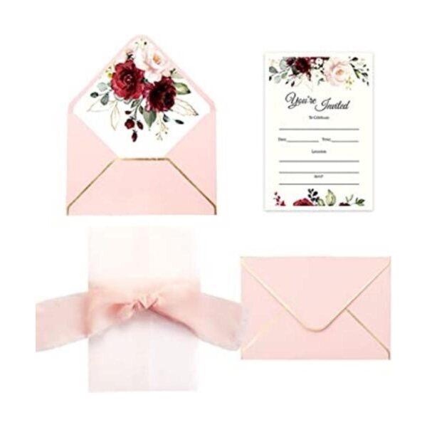 Doris Home 25 invitaciones de relleno con diseño de rosa_1