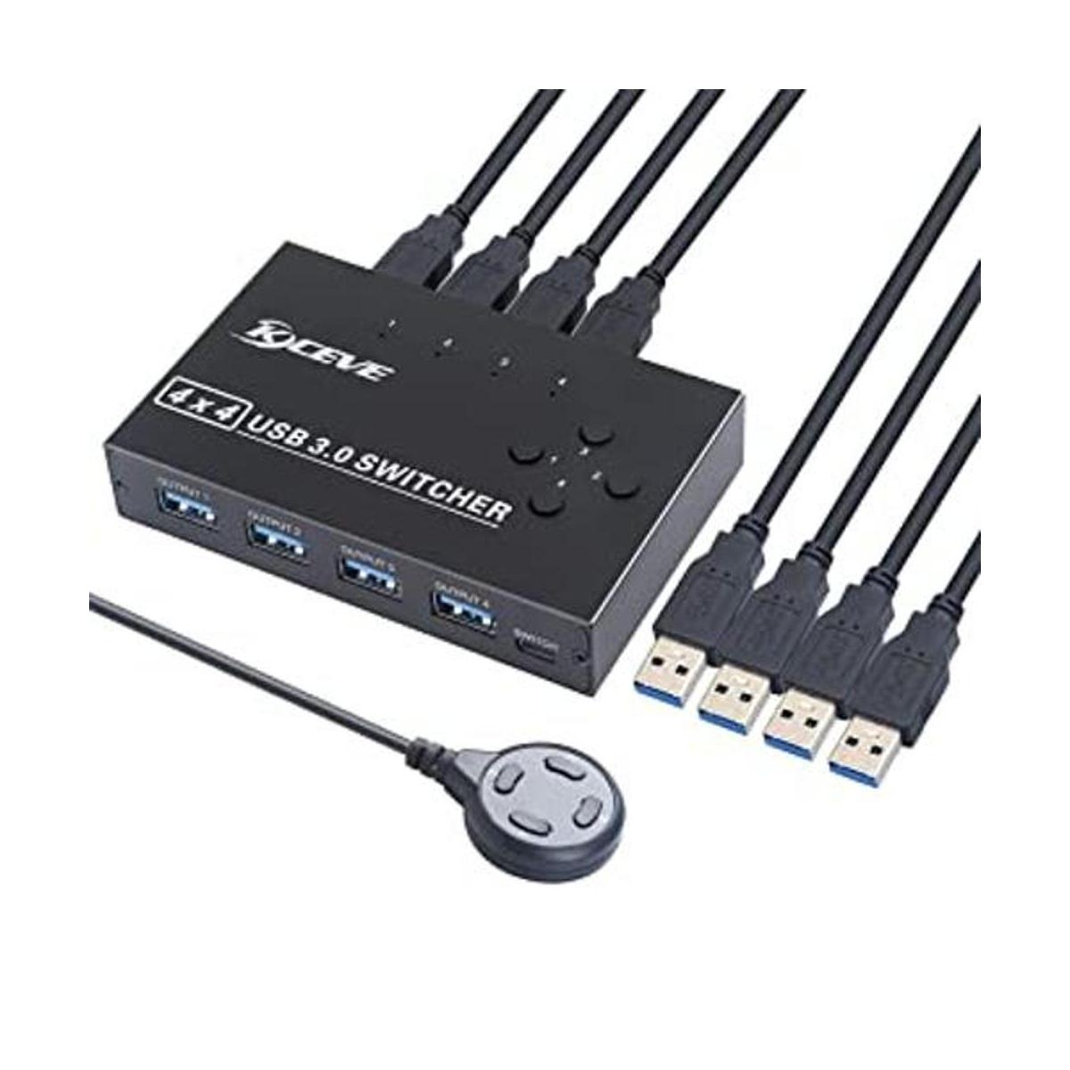 KCEVE Conmutador USB 3.0 selector de conmutador USB 4