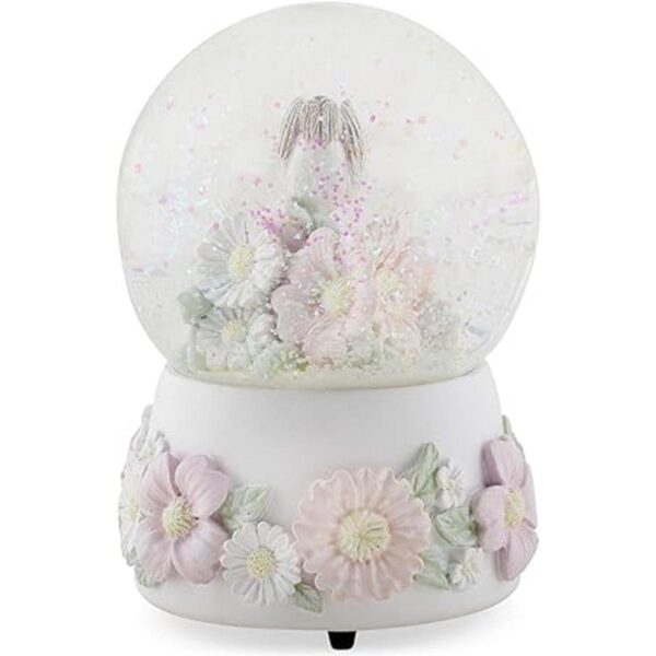 DEMDACO Chickadee Flowers Pastel Musical Snow Globe Plays_4