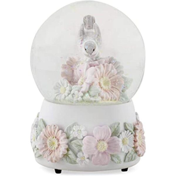 DEMDACO Chickadee Flowers Pastel Musical Snow Globe Plays_1
