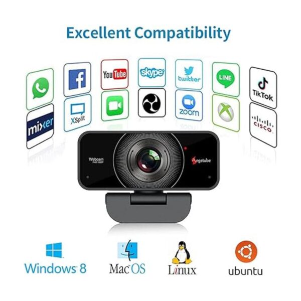 Angetube Cámara web 1080P con micrófono cámara USB para_4