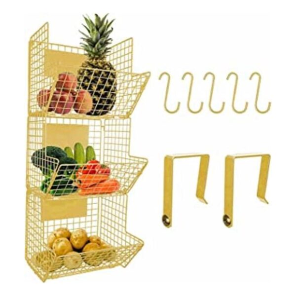 Culinary Couture Cesta colgante de alambre de 3 niveles