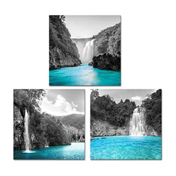 Derkymo 3 piezas de cuadros de cascada verde azulado_1