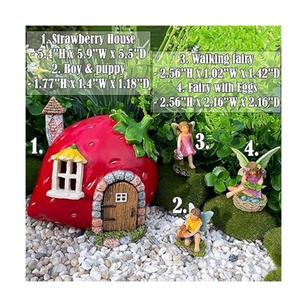Mood Lab Fairy Garden Juego de 4 piezas de casa de fresa_2