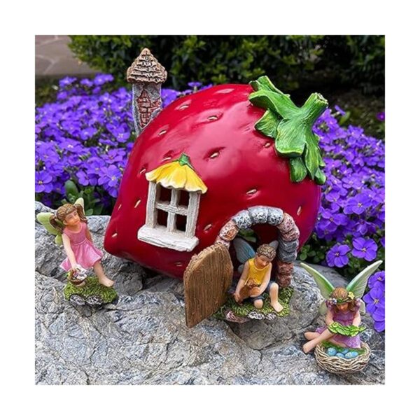 Mood Lab Fairy Garden Juego de 4 piezas de casa de fresa_6