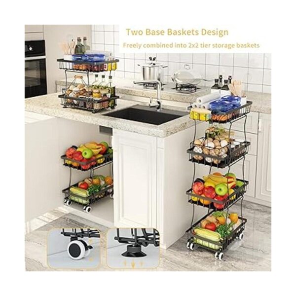 Fruit Vegetable Storage Basket for Kitchen 4 Tier Slim