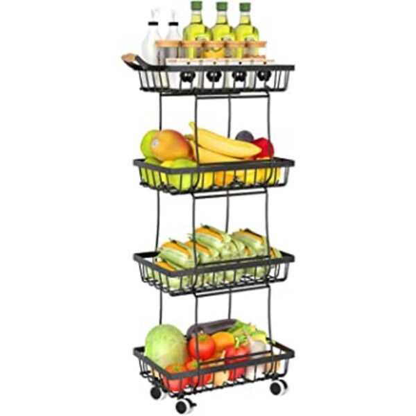 Fruit Vegetable Storage Basket for Kitchen 4 Tier Slim