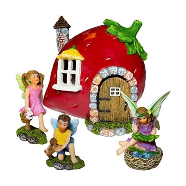 Mood Lab Fairy Garden Juego de 4 piezas de casa de fresa_1