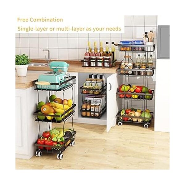 Fruit Vegetable Storage Basket for Kitchen 4 Tier Slim