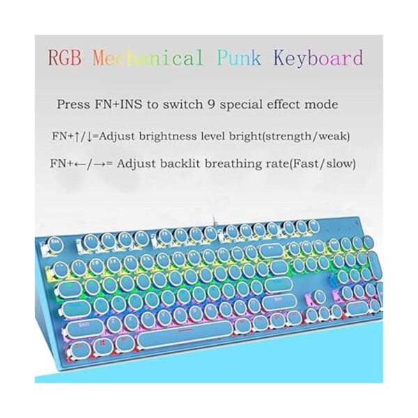 Teclado para juegos estilo retro punk interruptor azul