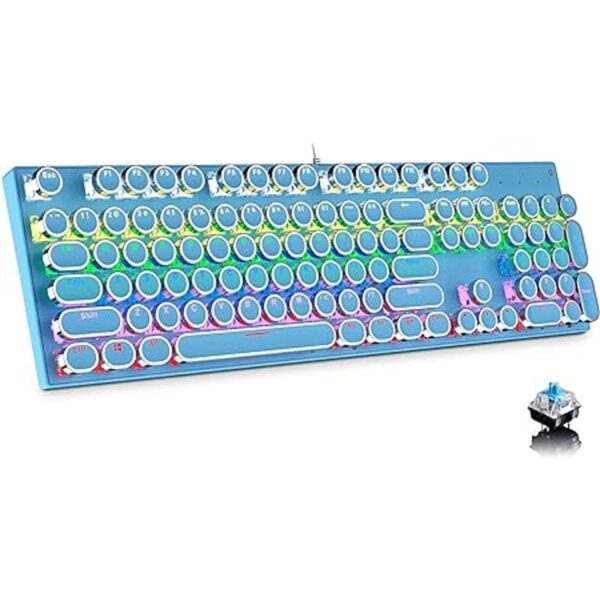 Teclado para juegos estilo retro punk interruptor azul