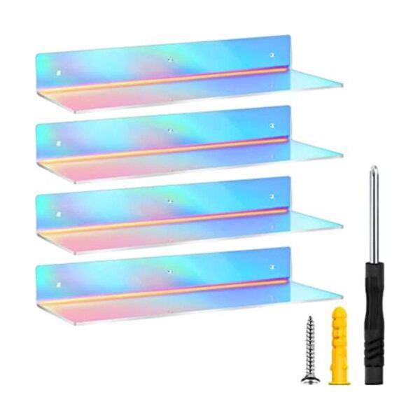 Estantes de acrílico iridiscente arcoíris para pared