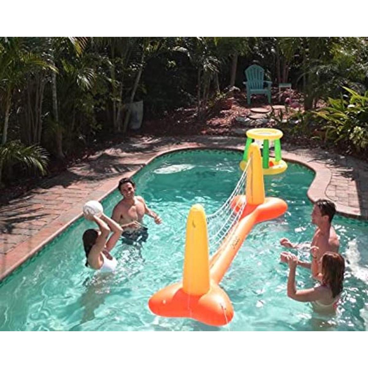 GLoco Juego de voleibol inflable para piscina y aro de