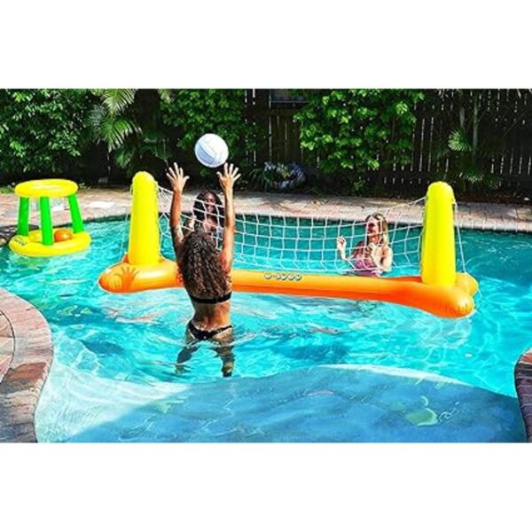 GLoco Juego de voleibol inflable para piscina y aro de_2