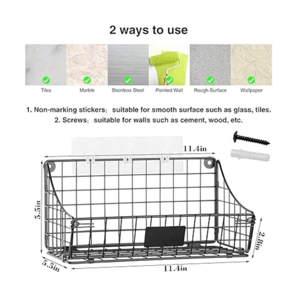 Cesta de basura montada en la pared con placa de etiqueta