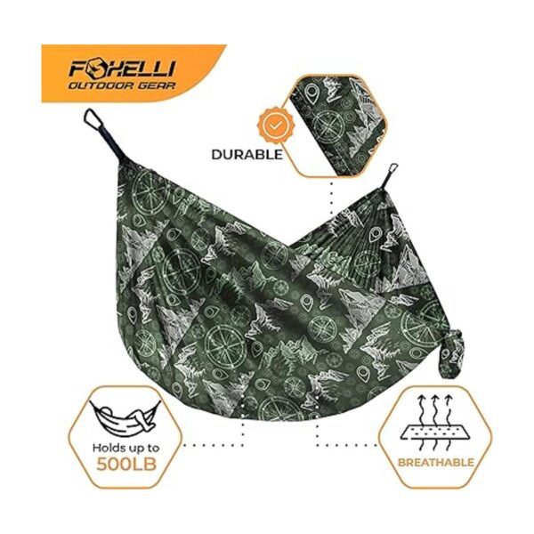 Foxelli Hamaca de camping Hamaca portátil de nailon_3