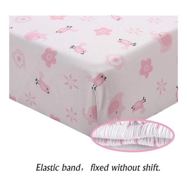 Juego de ropa de cama de cuna con elefante rosa de 3