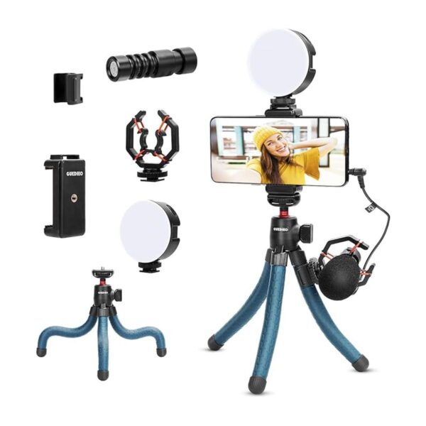 Kit de micrófono de vídeo para smartphone con luz LED